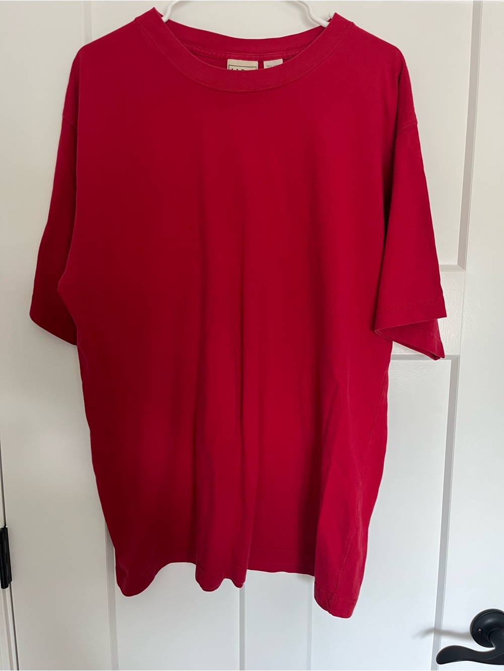 VTG 90s L.L. Bean Carefree Cotton Crewneck Shirt Red Men's XL Tall Minimalist